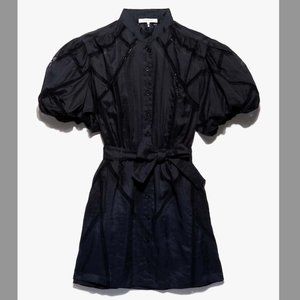 FRAME Inset Lace Puff Sleeve Dress